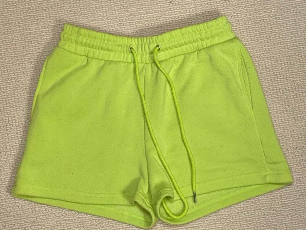 Love Streak Fleece Lounge Shorts Size M Neon Yellow Drawstring